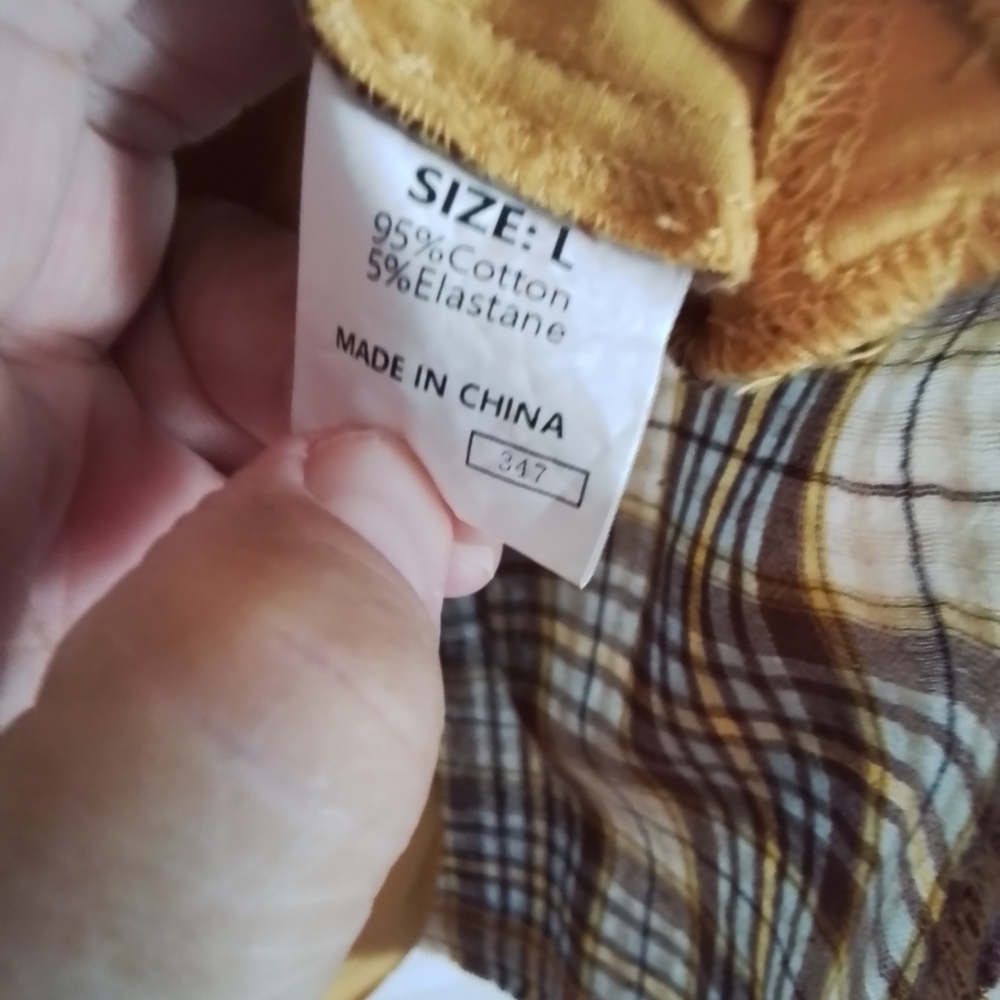 Gold Plaid Long Sleeve Blouse - Picture 5 of 6